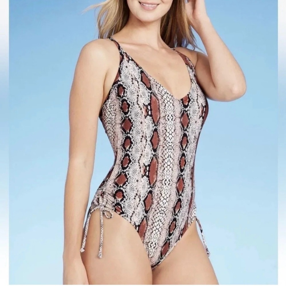 Kona Sol Snakeskin Print One Piece Swimsuit
